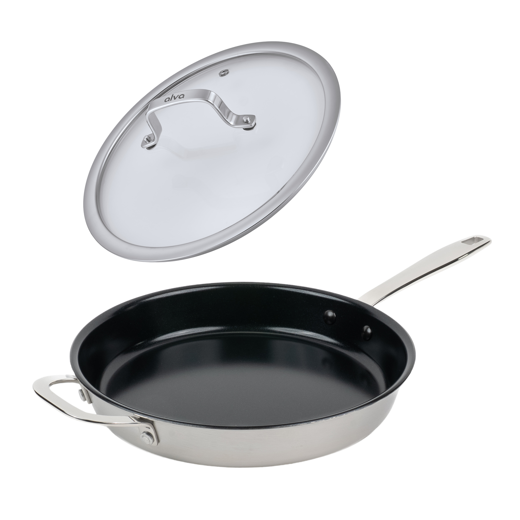 Maestro Frying pan 5-ply With Lid 11" | Silver/Black