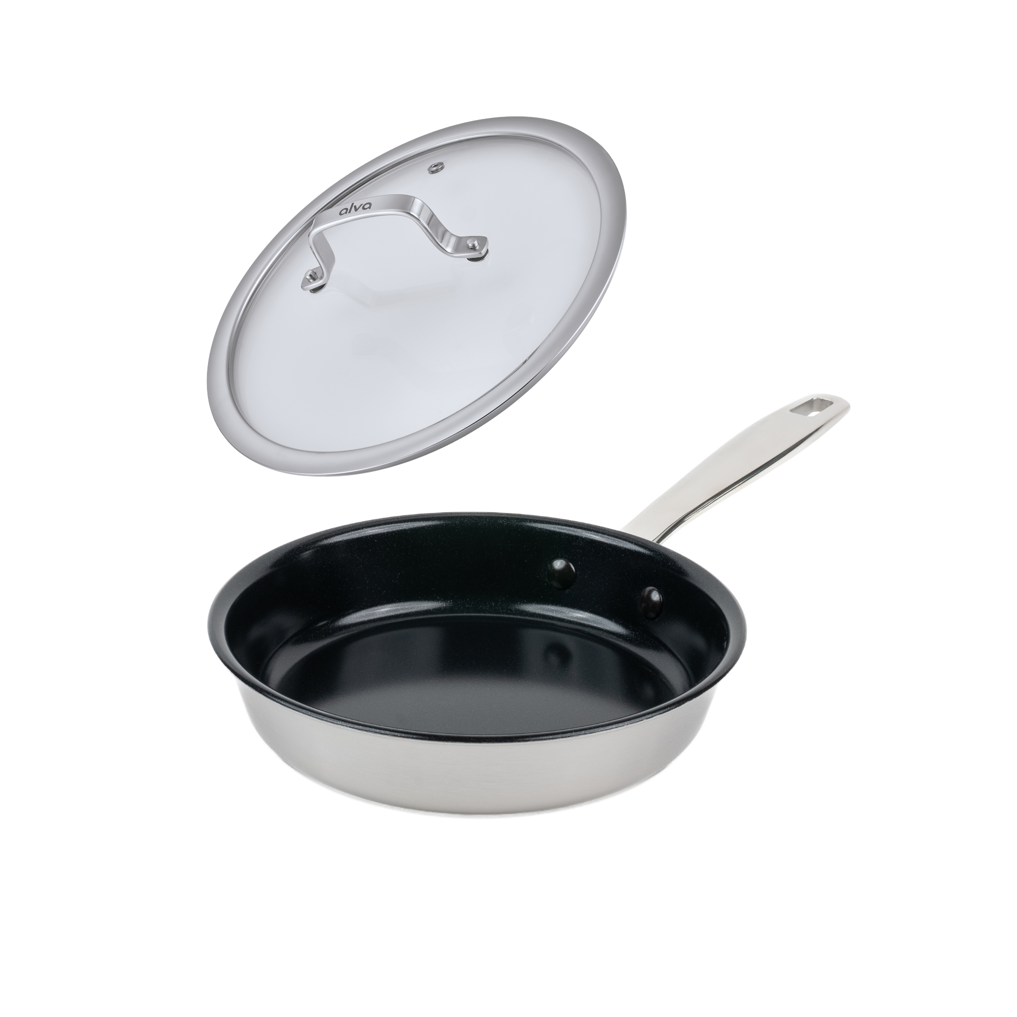 Maestro Frying pan 5-ply With Lid 8" | Silver/Black