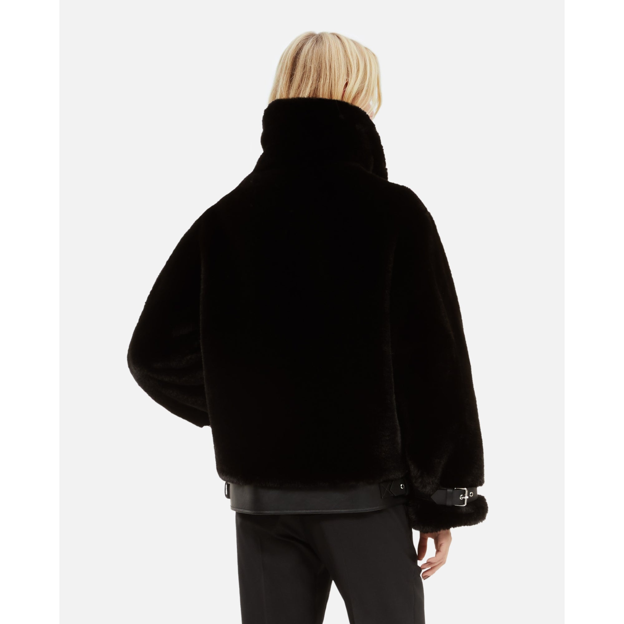 Fur-Effect Aviator Jacket | Women | Black