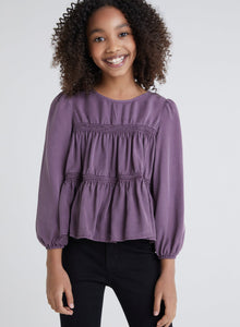 Girls |  Tiered Smocked Top | Antique Amethyst