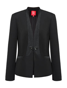 Chinese Stand-Collar Placket Jacket | Black