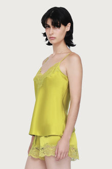 Silk Lace Cami by Ginia in Chartreuse