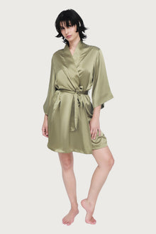 Silk Wrap Gown | Khaki