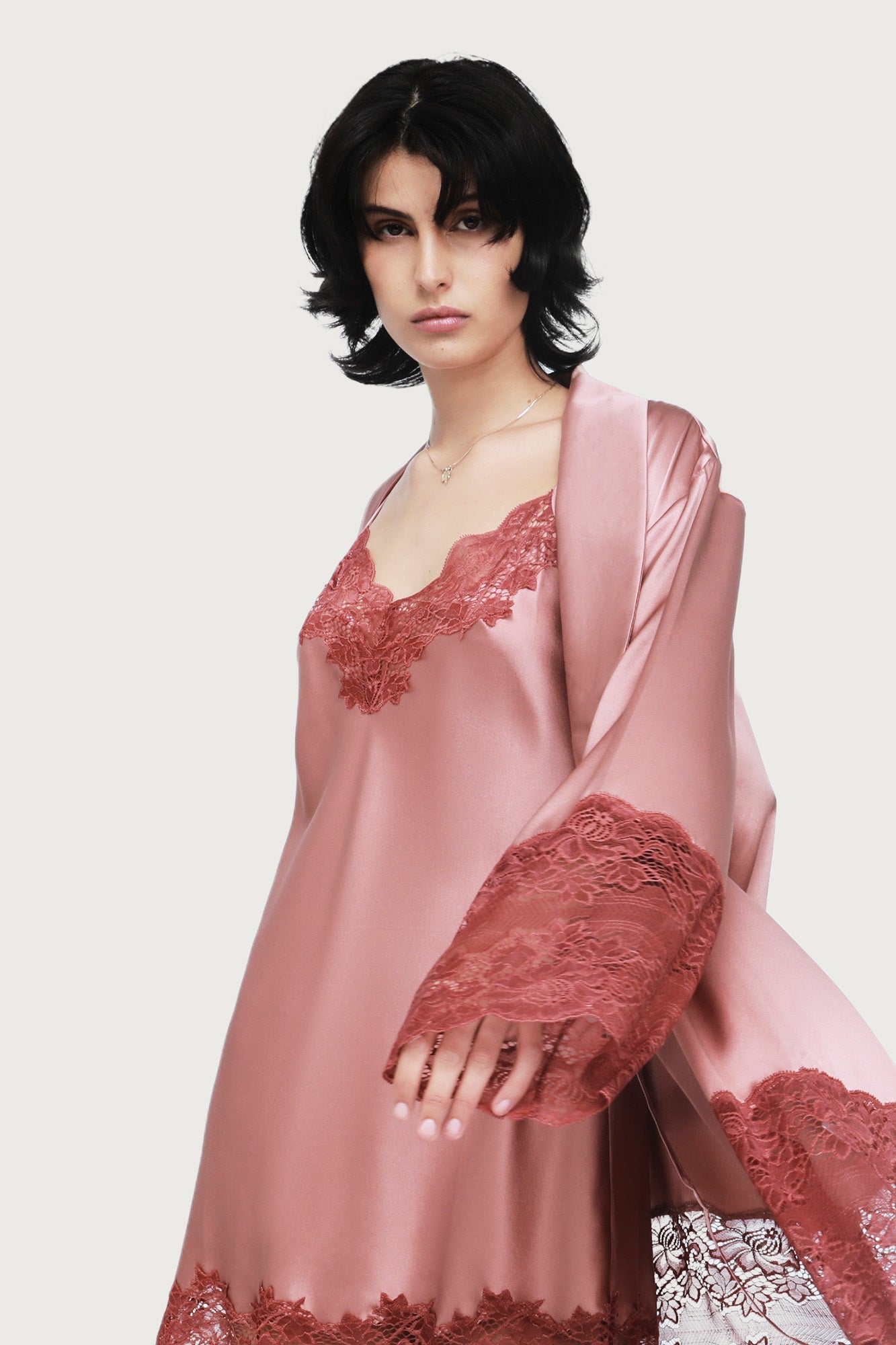 Silk Lace Robe | Mauve