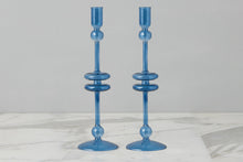 Glass Candlestick | Sapphire | Large | Set of 2