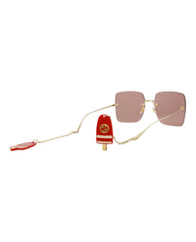 Gucci Square Metal Sunglasses | Gold