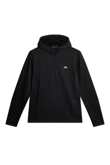 Aerial Quarter Zip Hood in Black by J.Lindeberg