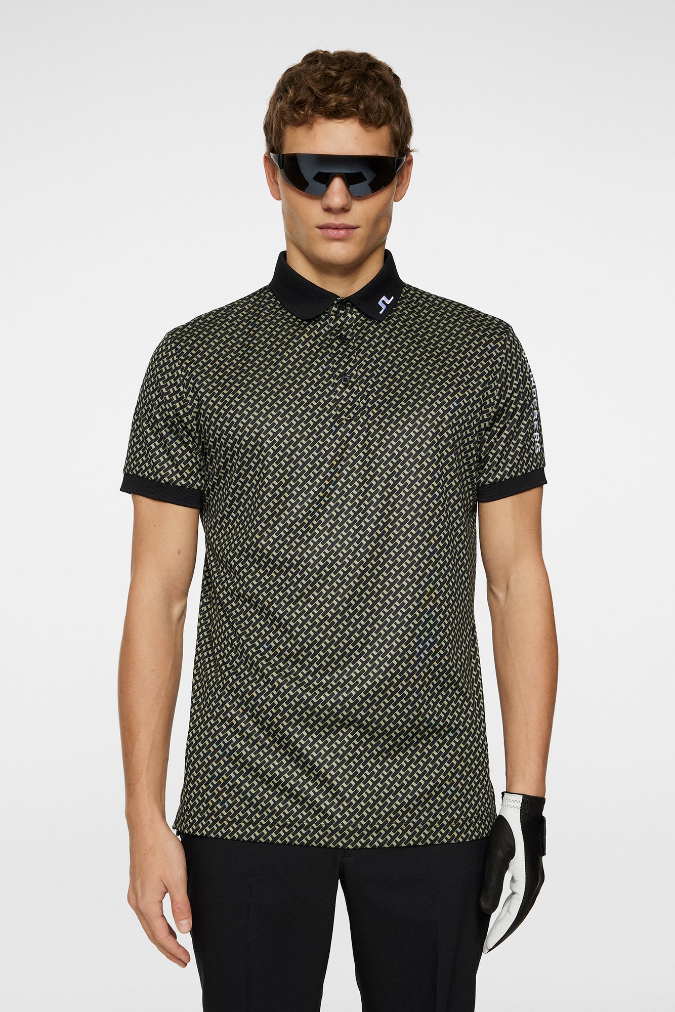 Men | Tour Tech Print Polo | Tour Geo Olive S