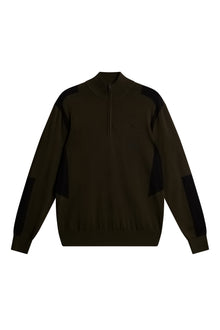 Kendrick Knitted Zip Sweater in Forest Green by J.Lindeberg