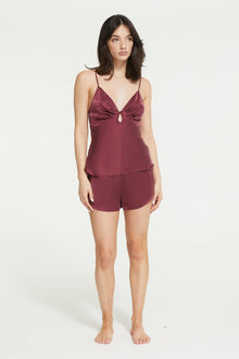 The Antoinette Cami Top in Maroon - 100% Silk by Ginia