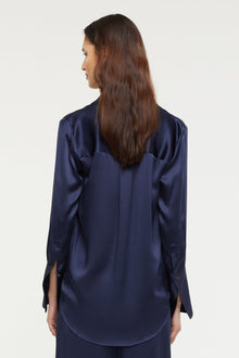 GINIA Isla Shirt  in Midnight - 100% Silk