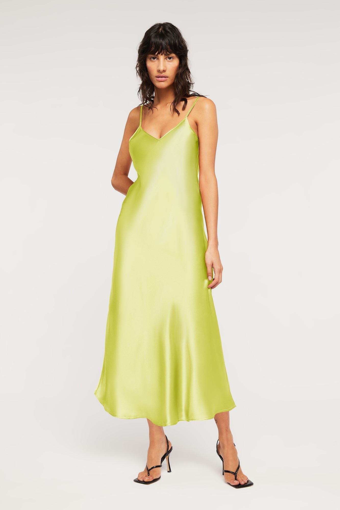 100% Silk Slip - Delilah in Electric Lime | Ginia RTW