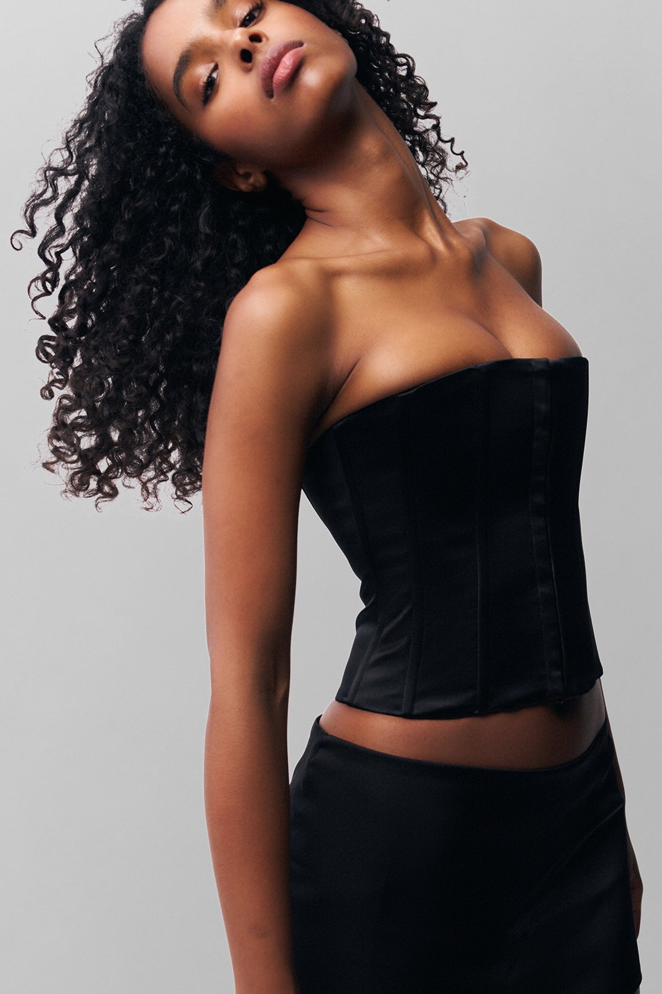Womens | Satin Corset | Black