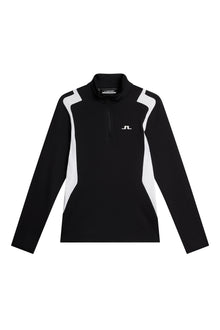 Mae Quarter Zip Mid Layer in Black by J.Lindeberg