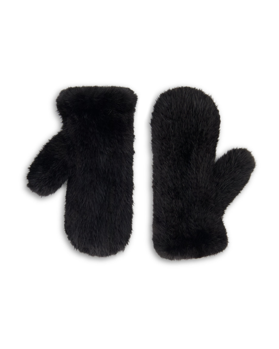 Sofia Cashmere | Knitted Mink Mittens | Black