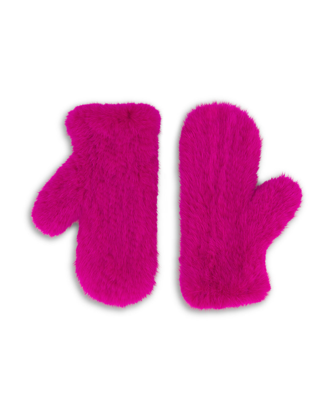Sofia Cashmere | Knitted Mink Mittens | Fuchsia