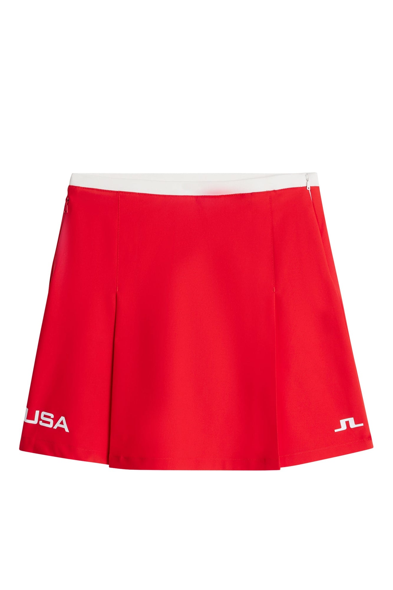 Elle Pleated Skirt in Flame Scarlet by J.Lindeberg