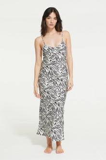 The Zafina Slip in Brush Zebra Print by Ginia Sleep