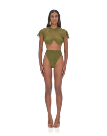 Gara High Rise Bikini Bottom | Green