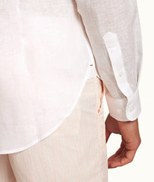 Giles Linen Tailored Fit Classic Collar Linen Shirt | Matchstick/White