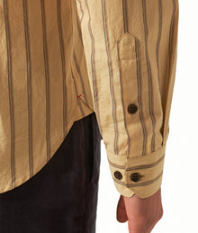 Giles Stripe Tailored Fit Classic Collar Long-Sleeve Stripe Cotton Shirt | Macchiato