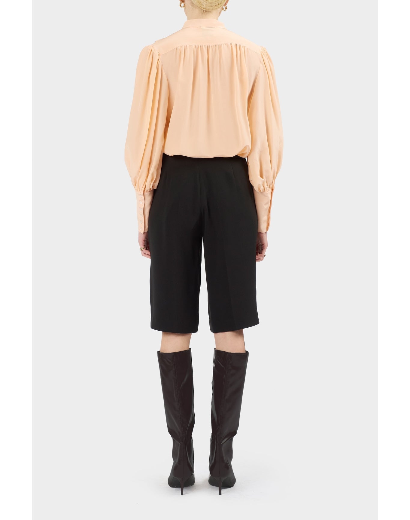 Gillian Silk Ruffle Detail Button Down Top | Sorbet
