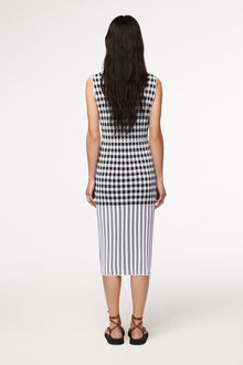 Another Tomorrow Gingham Knit Dress in Gingham Mix – Viscose Women's Dress