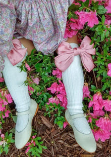 Girl | Abigail Satin Bow Socks | Mauve