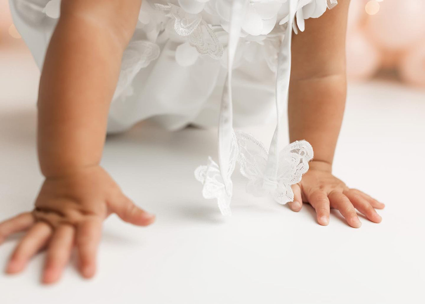 Girl | Butterfly White Satin Ceremony Romper