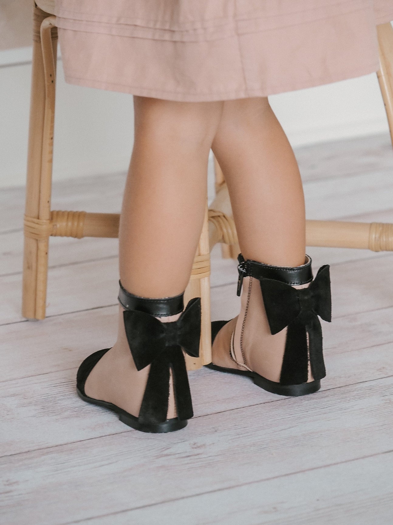 Girl | Clara Leather Booties | Pink x Black