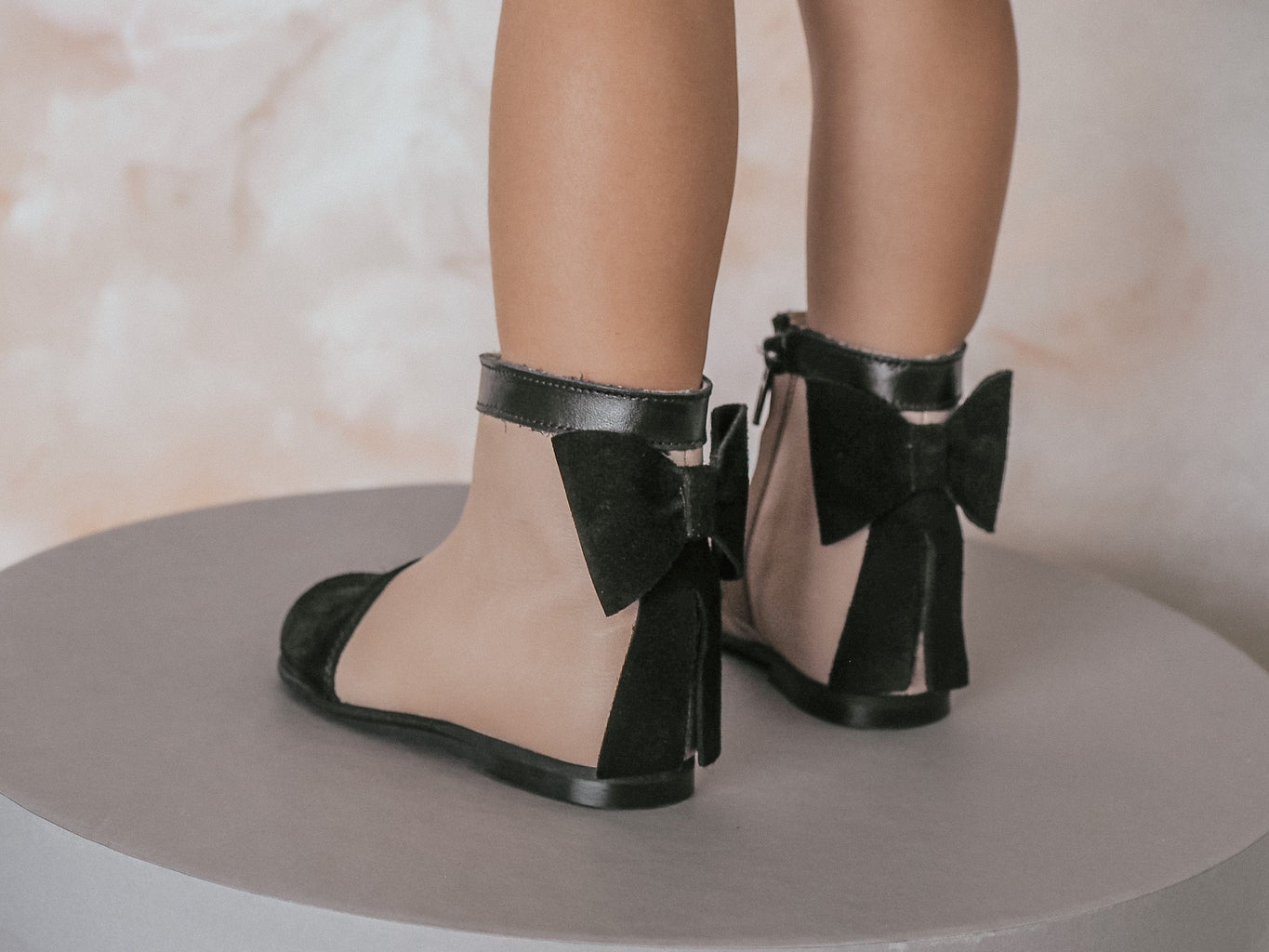 Girl | Clara Leather Booties | Pink x Black