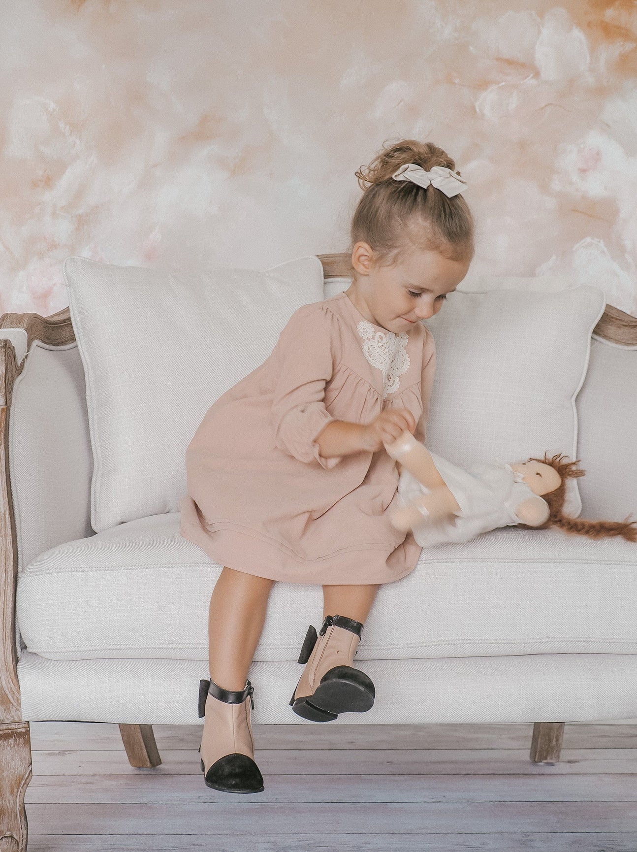 Girl | Clara Leather Booties | Pink x Black