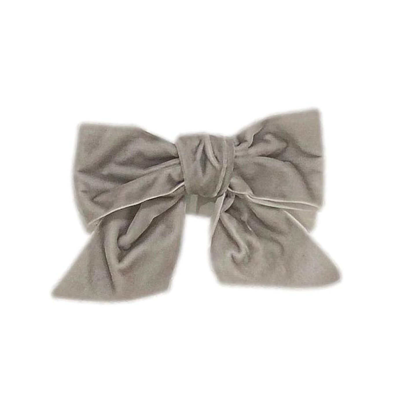Girl | Grey Velvet Bow Hair Clip | Gray