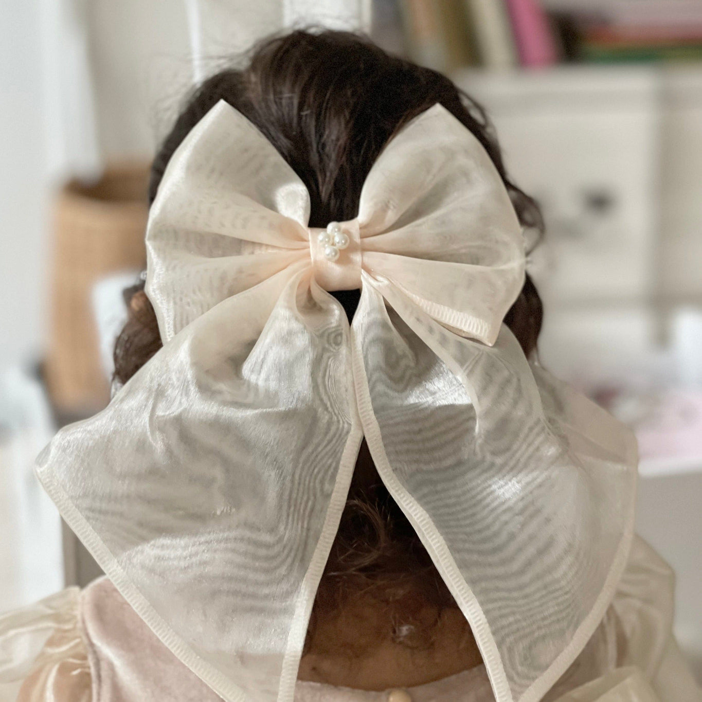 Girl | Helena Organza Hair Bow | Beige