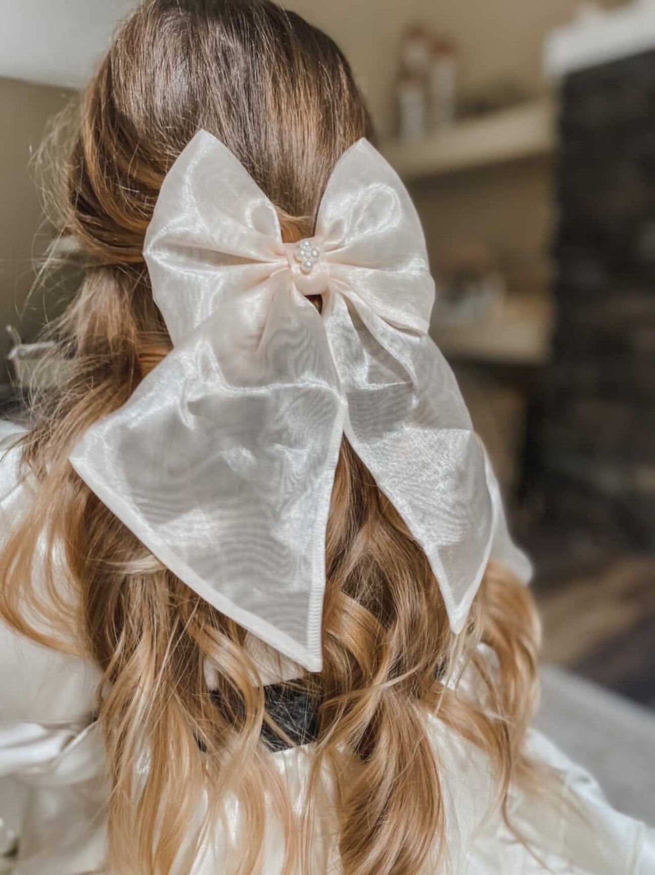 Girl | Helena Organza Hair Bow | Beige
