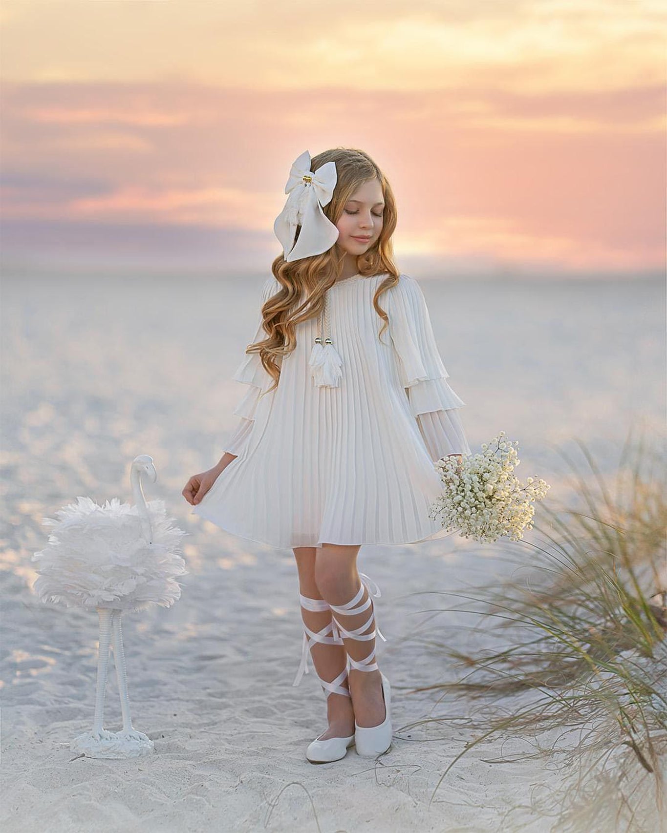 Girl | Sienna Pleated Dress | White