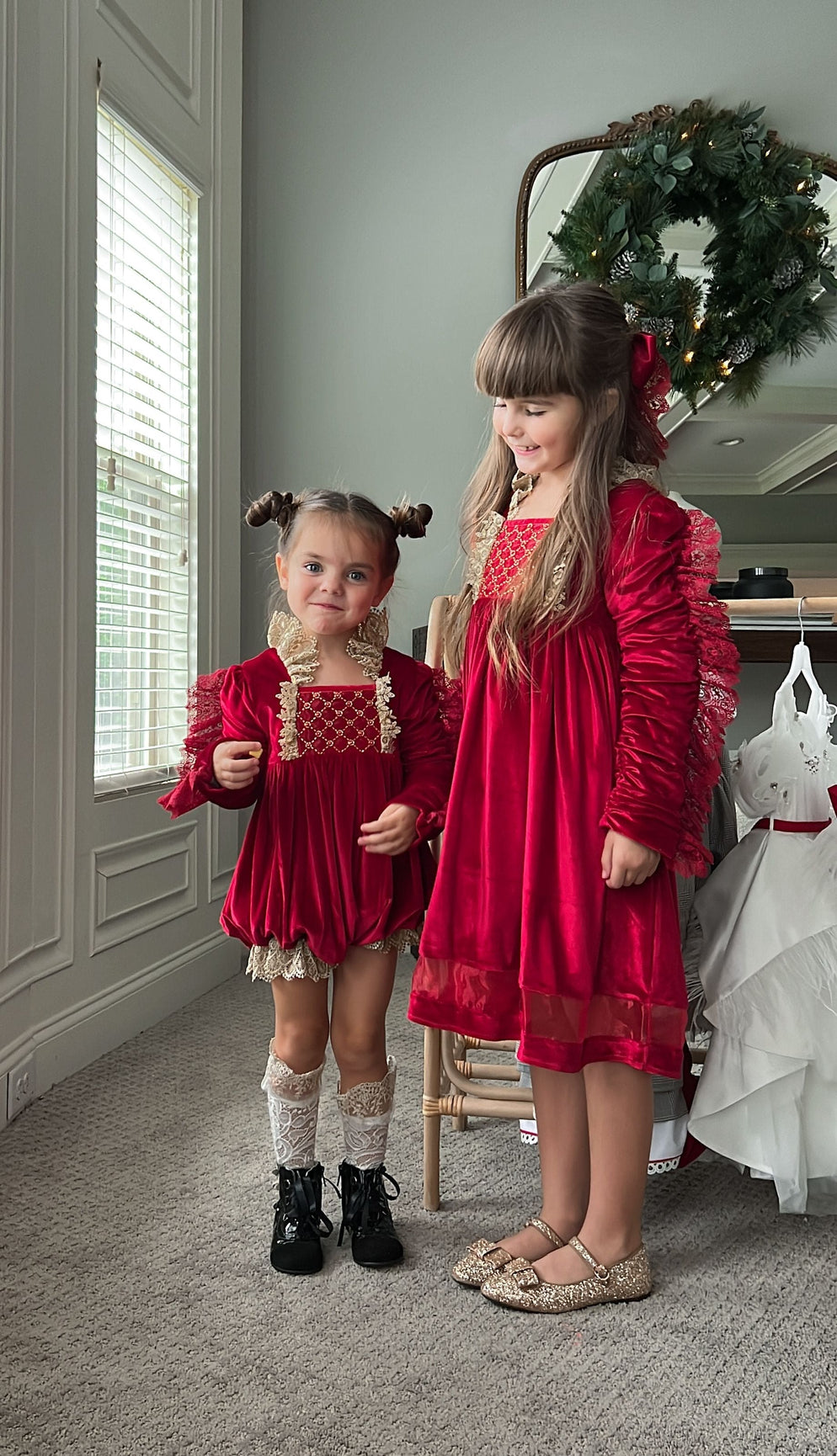 Girl | Victoria Velvet Romper | Red