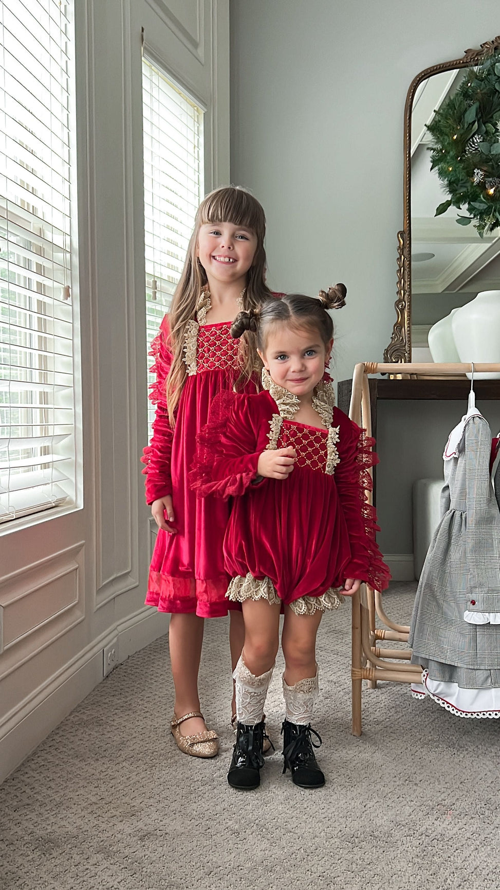 Girl | Victoria Velvet Romper | Red