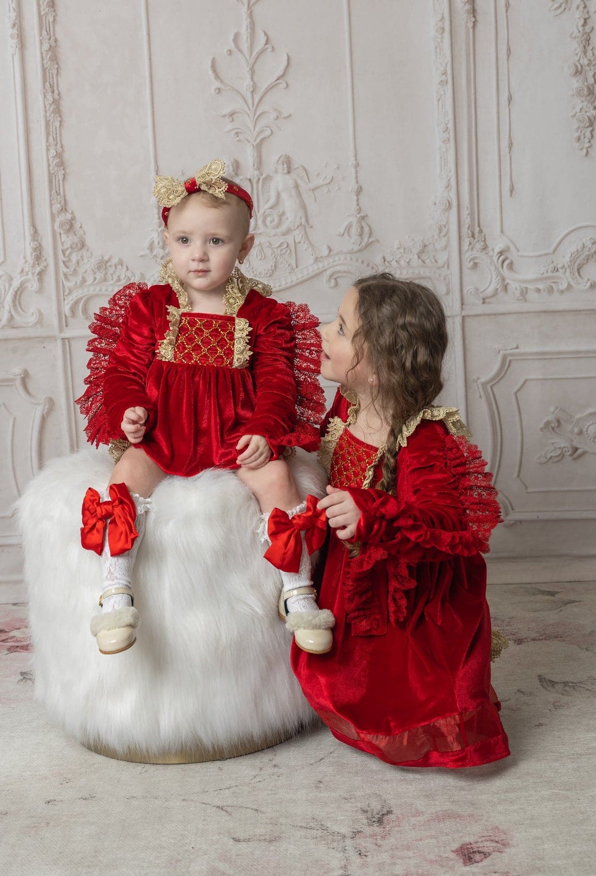 Girl | Victoria Velvet Romper | Red