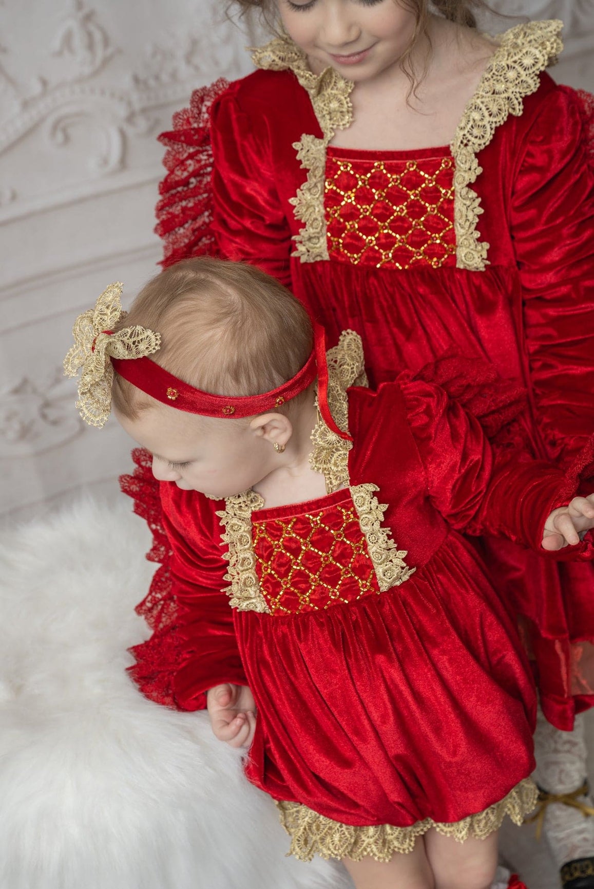 Girl | Victoria Velvet Romper | Red