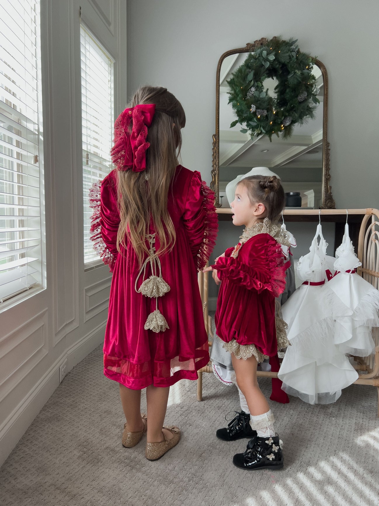 Girl | Victoria Velvet Romper | Red