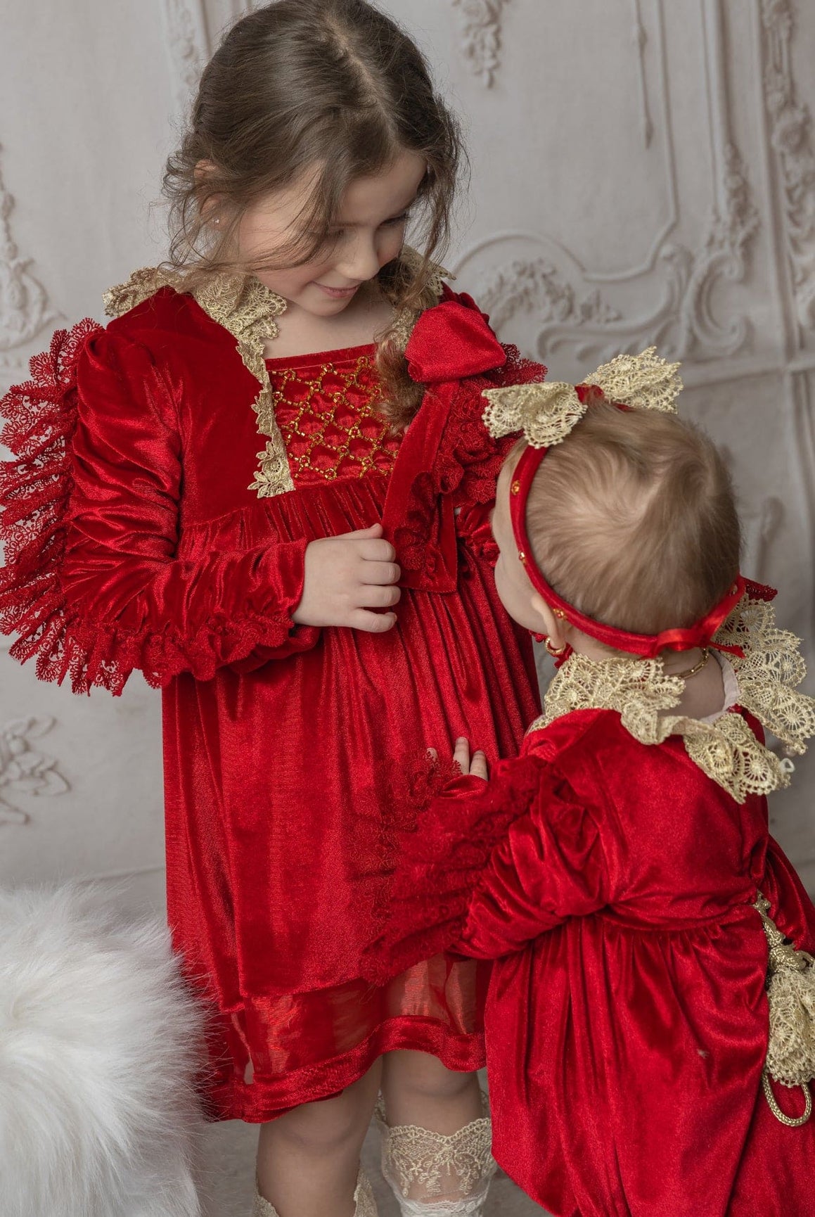 Girl | Victoria Velvet Romper | Red