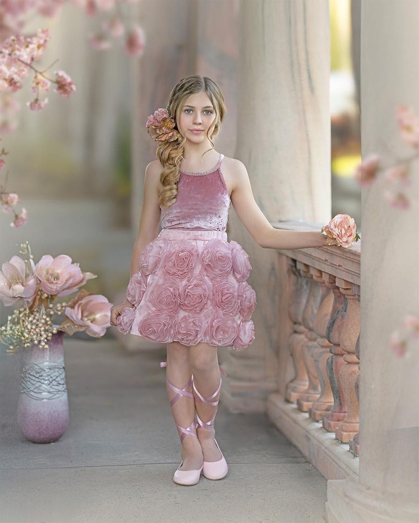 Girl | Vivian Velour Tank Top | Dusty Pink