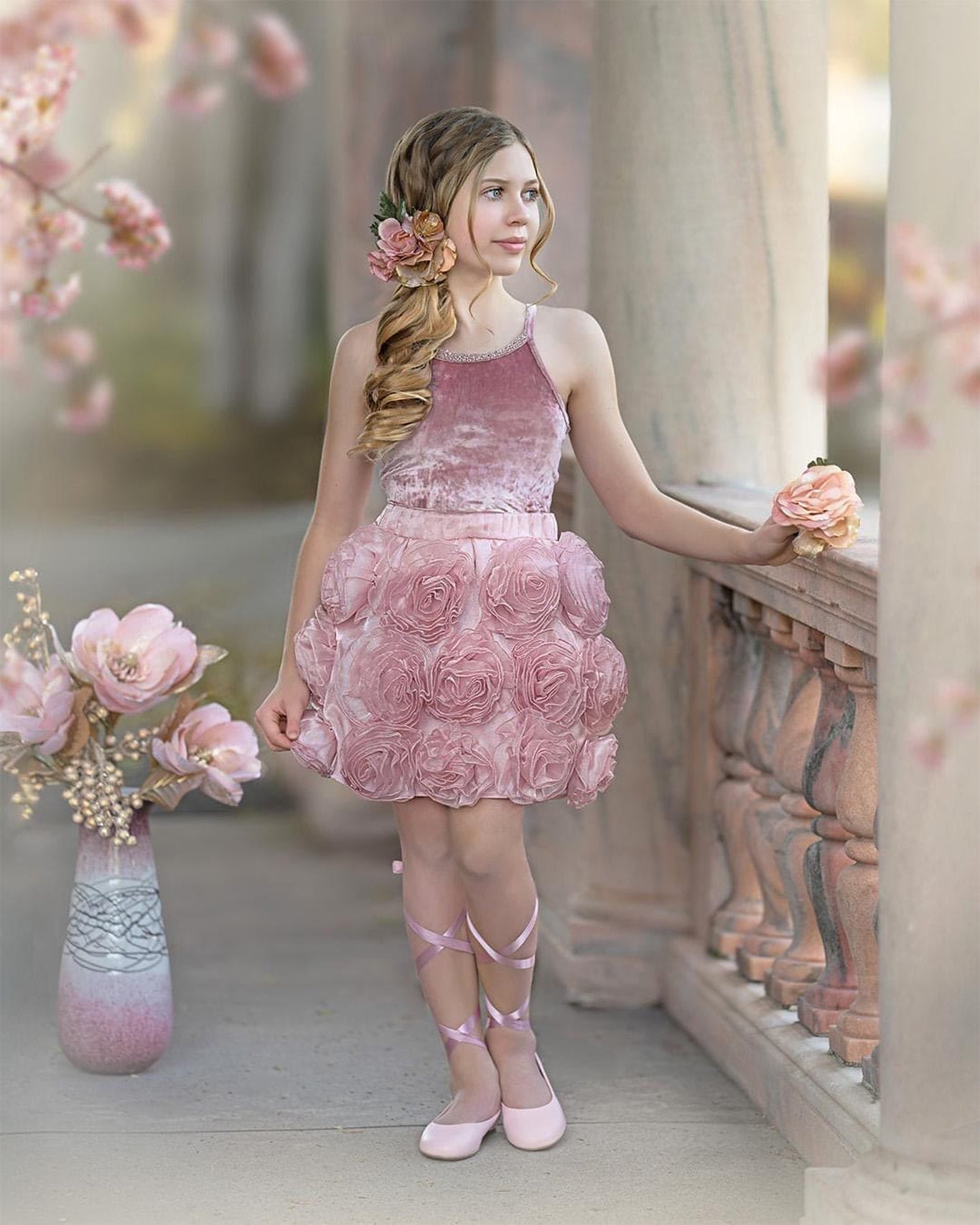 Girl | Vivian Velour Tank Top | Dusty Pink