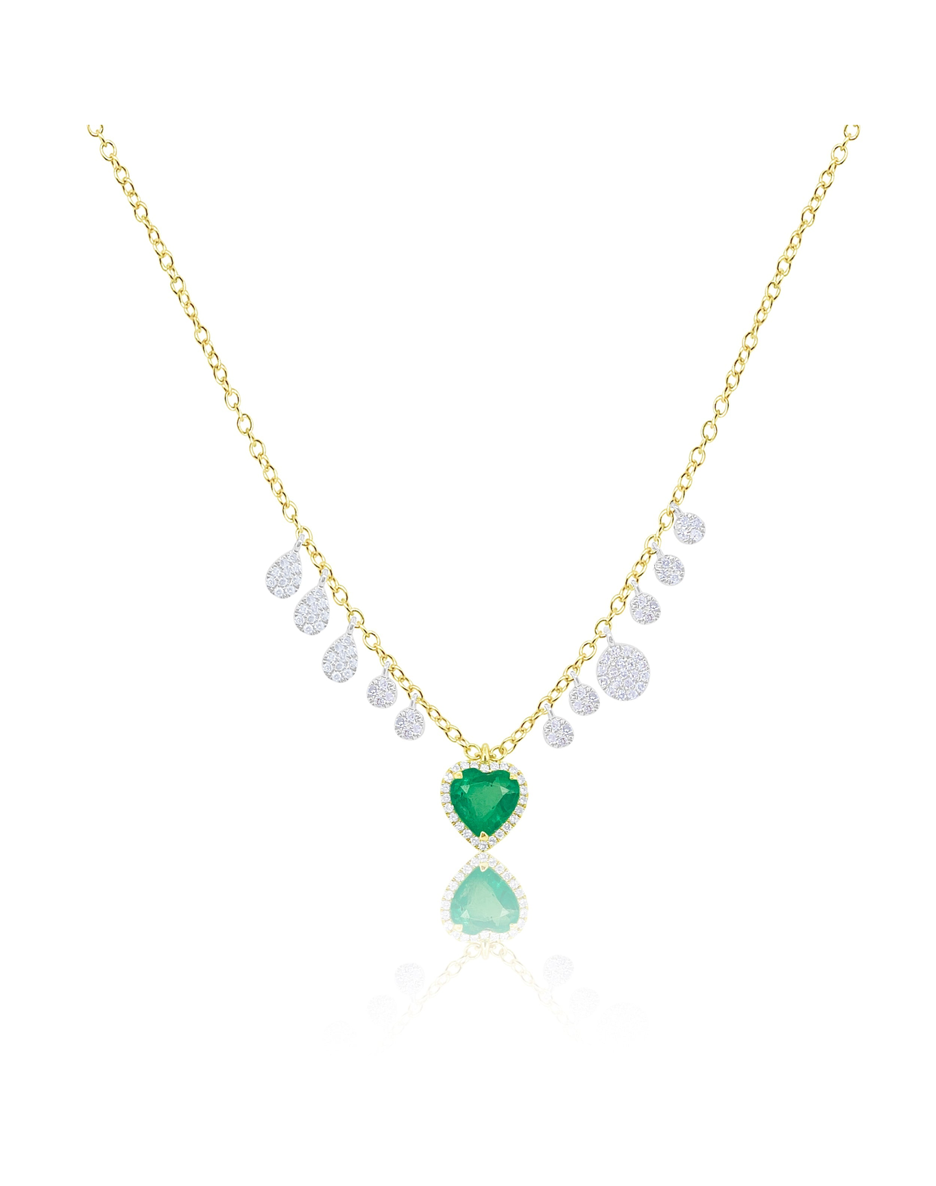 Gold Diamond and Emerald Heart Necklace | Yellow Gold