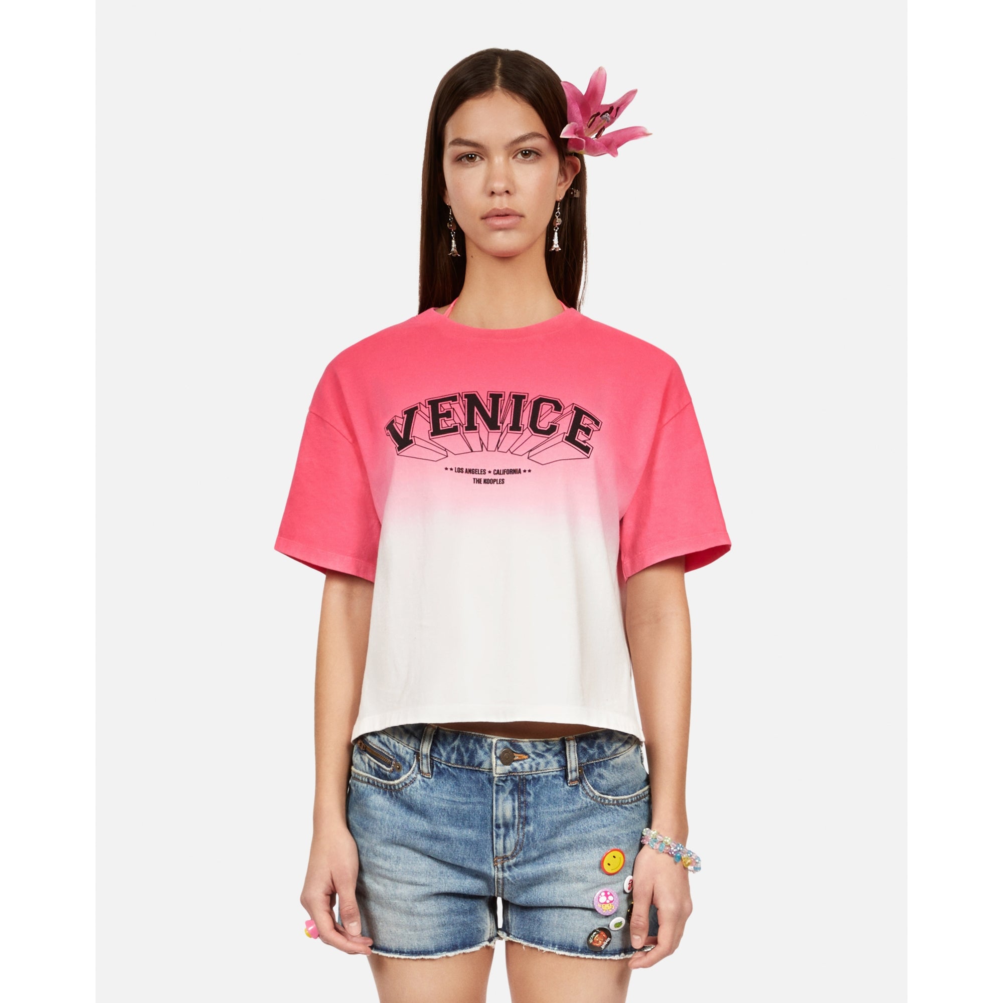 Gradient T-Shirt With Venice Serigraphy | Women | Retro Pink