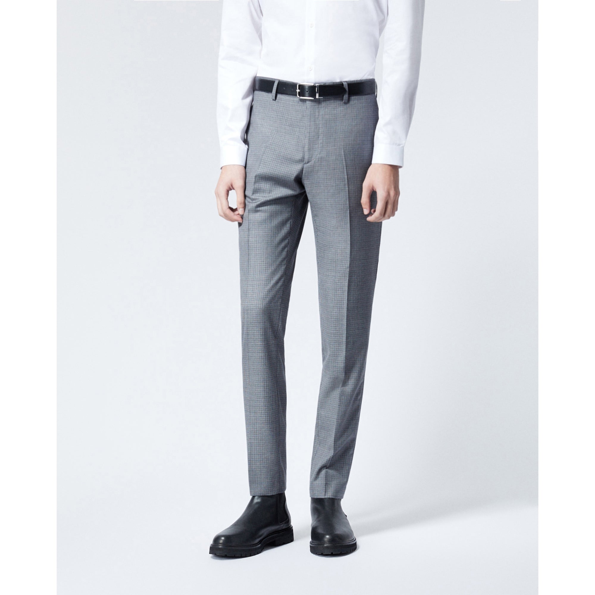 Gray Patterned Suit Pants In Wool | Men | Grey