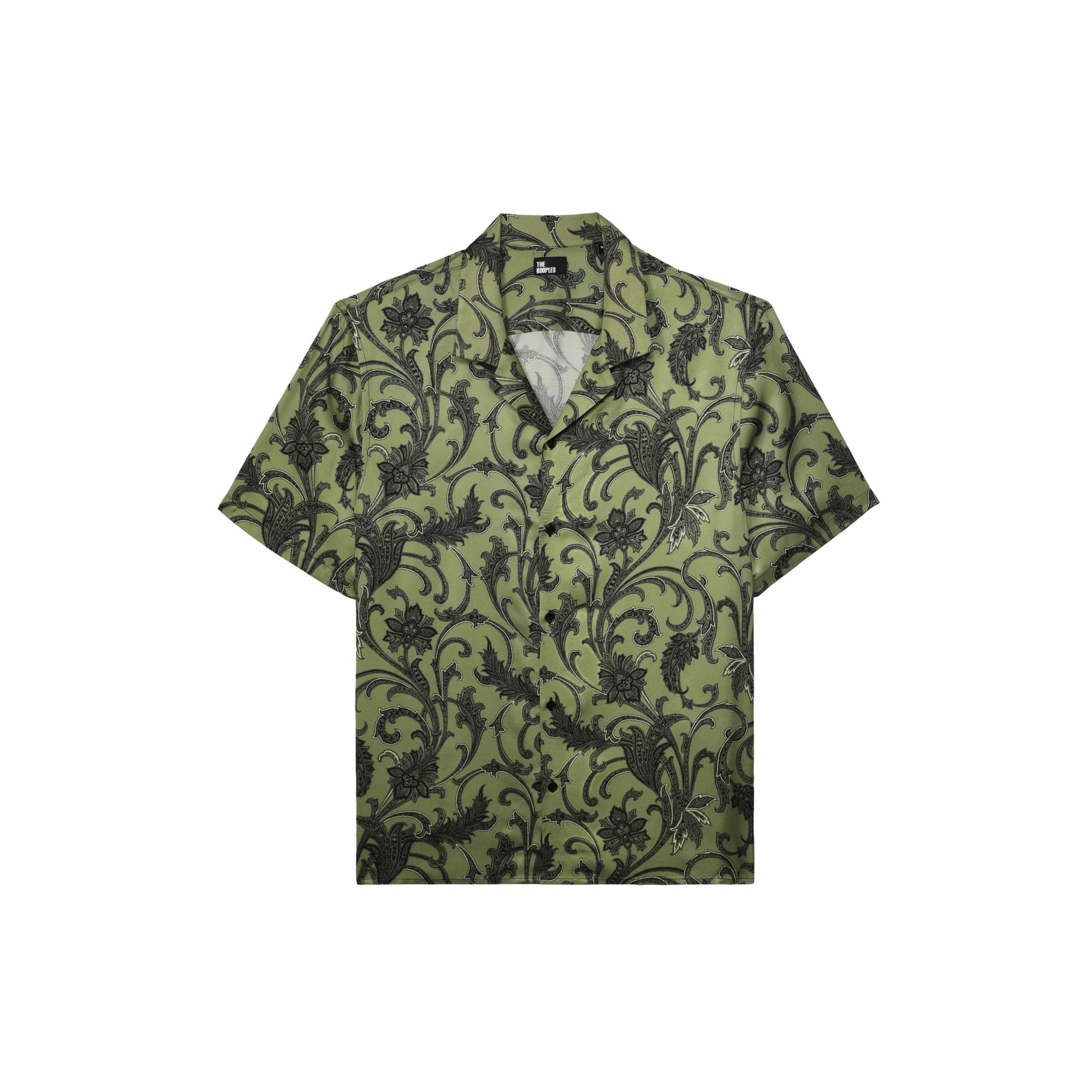 Green Printed Short Sleeve Shirt | Men | Khaki Black