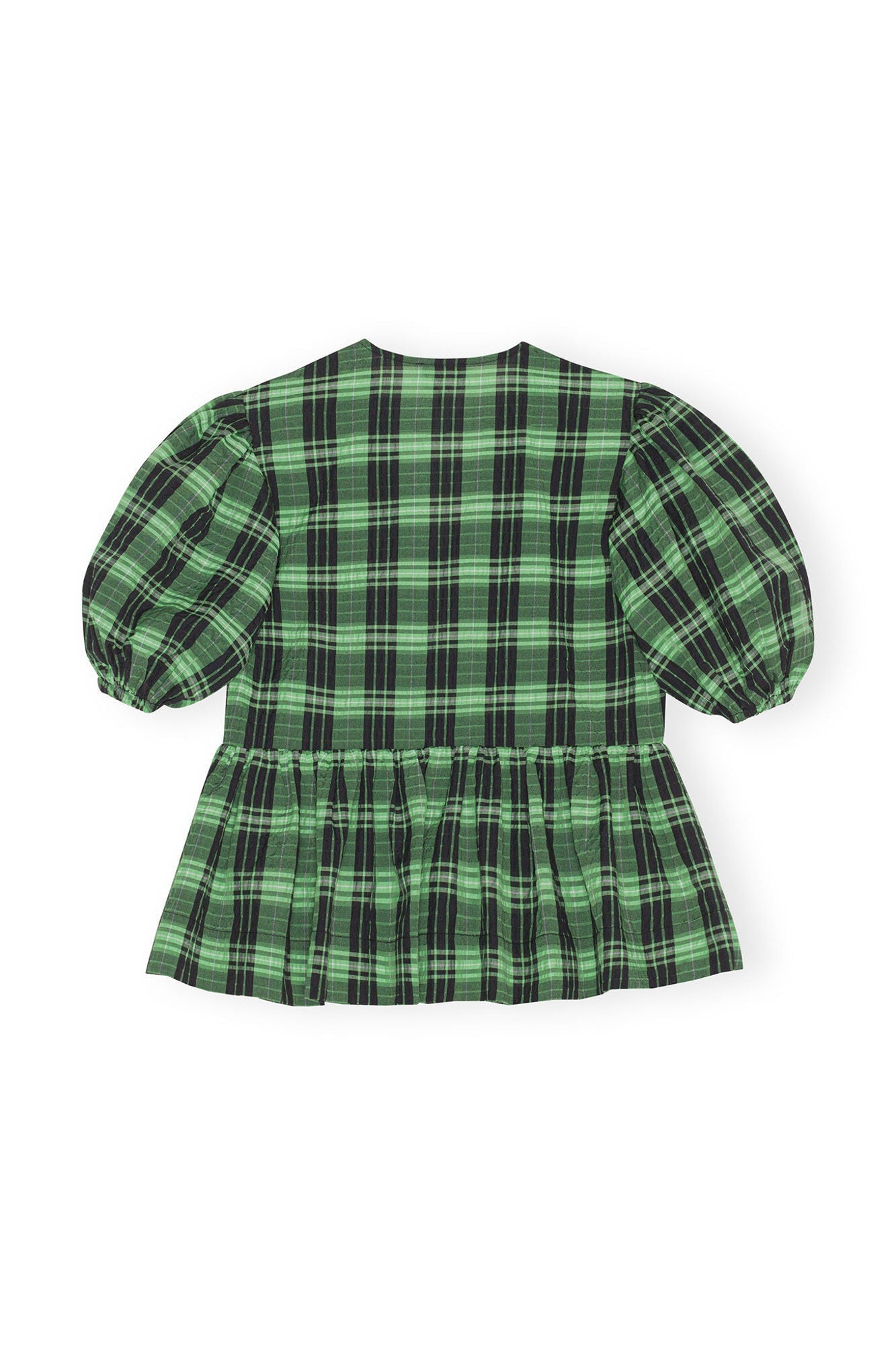 Green Seersucker Check Wrap Blouse | Peapod