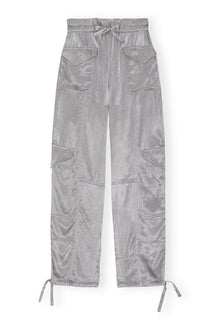 Grey Washed Satin Trousers | Frost Gray